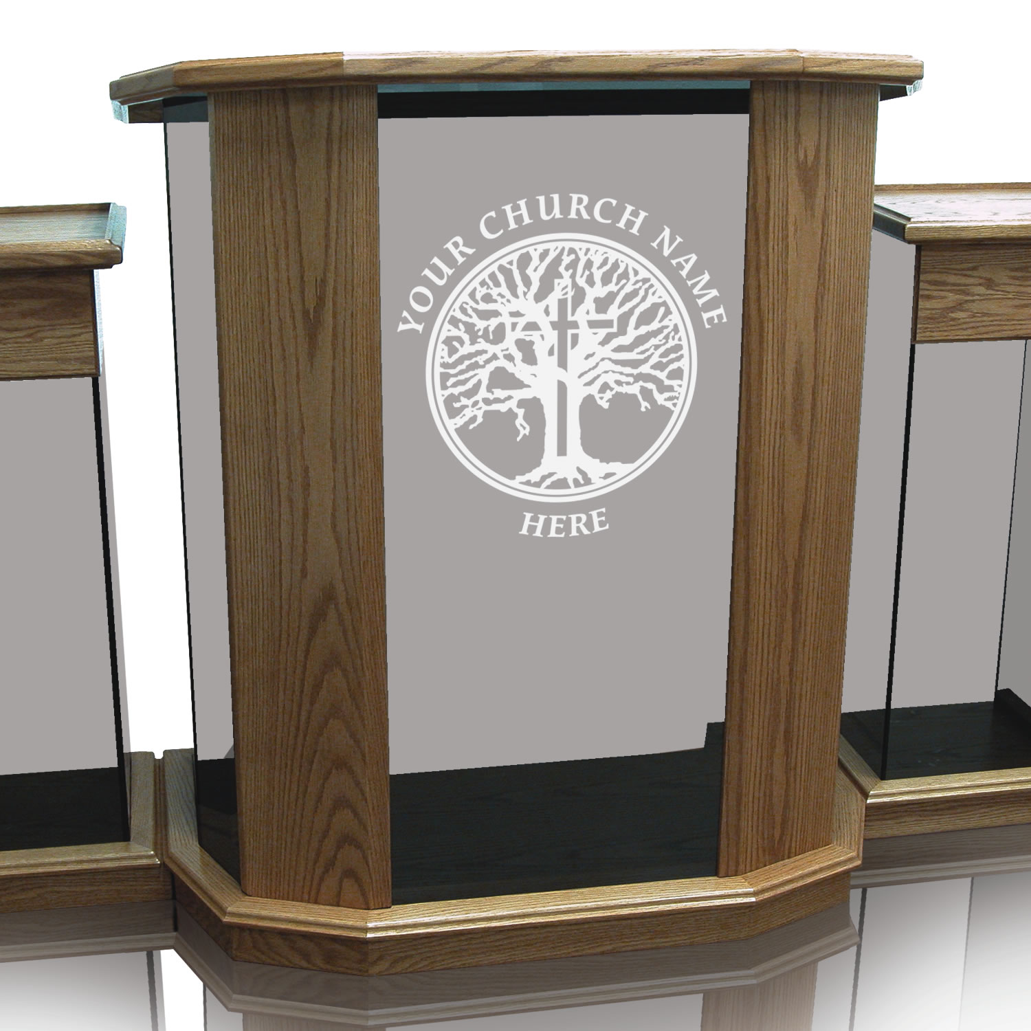 Rhema-Detached Winged Pulpit - Clear Glass